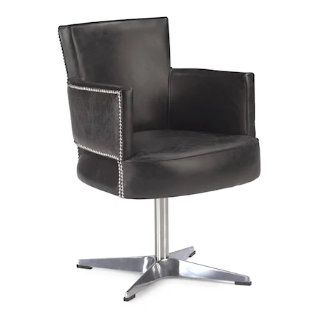 Classic Mens Lounge Swivel Chair with Stud Trim